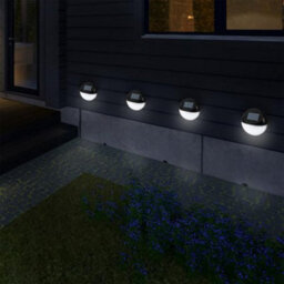 4 X Mini Solar Powered Wall & Fence Led Lights - Outdoor Garden Spotlights For Patio, Decking, Sheds - thumbnail 1