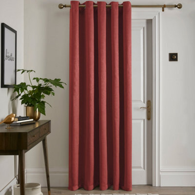 Fusion Strata Dim Out Woven Terracotta Eyelet Single Panel Door Curtain - image 1