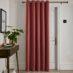 Fusion Strata Dim Out Woven Terracotta Eyelet Single Panel Door Curtain