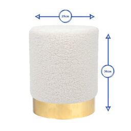 Harbour Housewares Boucle Pouffe - Round Luxe Living Room Bedroom Dressing Table Accent Footstool - 29 X 36Cm - thumbnail 7