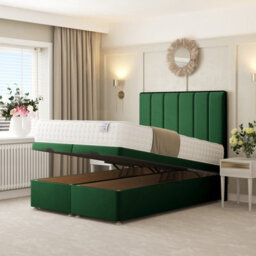 "Bed Choices Herringbone Ottoman Upholstered Divan With 54"" Headboard (Green) - King"
