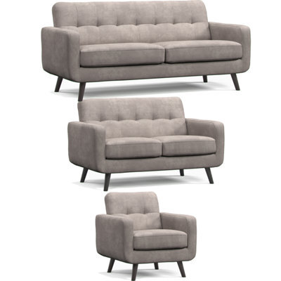 Furnishings For Less UK Kendal Fixed Back Antelope 3 Piece Sofa Suite 3 Seater, 2 Seater And Armchair - image 1