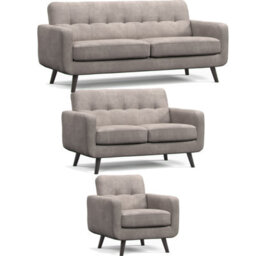 Furnishings For Less UK Kendal Fixed Back Antelope 3 Piece Sofa Suite 3 Seater, 2 Seater And Armchair - thumbnail 1