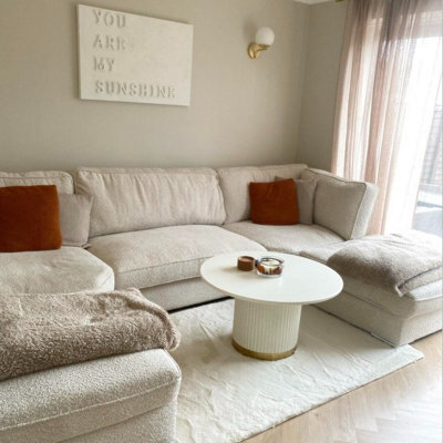 Home & Love Luxury Bishop Boucle U Shape Corner Sofa - Teddy Ivory