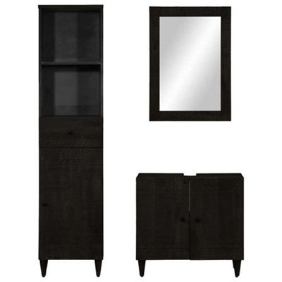 Berkfield Durable 3 Piece Bathroom Furniture Set Solid Wood Mango