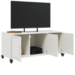 Berkfield Tv Cabinet White 100.5X39X43.5 Cm Steel - thumbnail 4