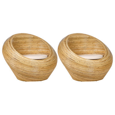 Beliani Set Of 2 Garden Armchairs Maiori Rattan Natural - image 1