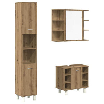Berkfield Durable 3 Piece Bathroom Furniture Set Artisan Oak Engineered Wood - image 1