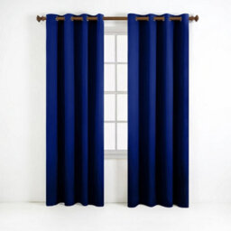 Aspire Homeware Plain Room Darkening Blackout Eyelet Curtain Pair Navy (W) 168Cm X (D)228Cm With Tie Back Pair - thumbnail 1