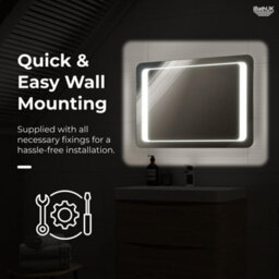 Ibathuk Nova Wall Mounted Led Illuminated Bathroom Mirror With Touchless Sensor And Demister Pad And White Lights, 800 X 600mm - thumbnail 4