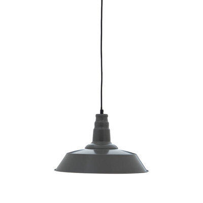 Orsina Grey Pendant Light With Gunmetal Exterior, Lamp With Slim Black Drop Cord, Hanging Light With Canopy - image 1
