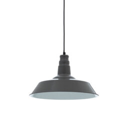 Orsina Grey Pendant Light With Gunmetal Exterior, Lamp With Slim Black Drop Cord, Hanging Light With Canopy - thumbnail 2