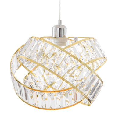 Fabfinds Crystal Effect Gold 3 Tier Interlocking Acrylic Pendant Lamp Shade 31Cm - image 1