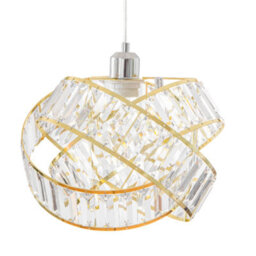 Fabfinds Crystal Effect Gold 3 Tier Interlocking Acrylic Pendant Lamp Shade 31Cm - thumbnail 1