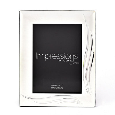 "Juliana Impressions Satin Finish Silver Plated Photo Frame 5X7"" - Grass Blade" - image 1