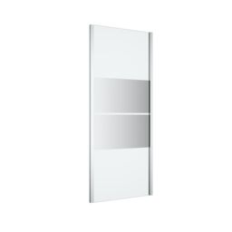 GoodHome Ledava Framed Chrome Effect Mirror Striped Pattern Fixed Corner Side Panel (H)195Cm (W)80Cm - thumbnail 2