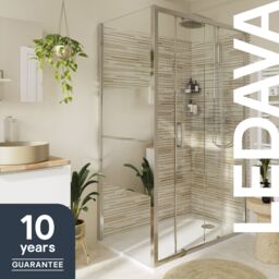 GoodHome Ledava Framed Chrome Effect Mirror Striped Pattern Fixed Corner Side Panel (H)195Cm (W)80Cm - thumbnail 6
