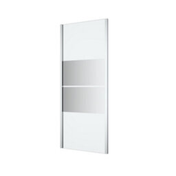 GoodHome Ledava Framed Chrome Effect Mirror Striped Pattern Fixed Corner Side Panel (H)195Cm (W)80Cm - thumbnail 1