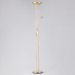 Litecraft Mother & Child Satin Brass Dimmable Floor Lamp 2 Arm With Bulbs - thumbnail 4