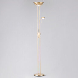 Litecraft Mother & Child Satin Brass Dimmable Floor Lamp 2 Arm With Bulbs - thumbnail 3