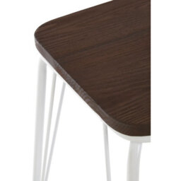 Orsina Accent White Metal And Elm Small Wood Stool, Small Square Stool, Sturdy And Reliable Wooden Stool For Home, - thumbnail 3
