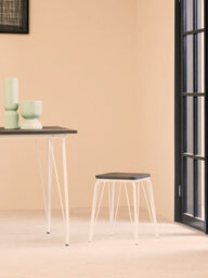 Orsina Accent White Metal And Elm Small Wood Stool, Small Square Stool, Sturdy And Reliable Wooden Stool For Home, - thumbnail 5