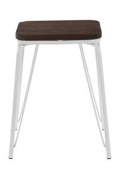 Orsina Accent White Metal And Elm Small Wood Stool, Small Square Stool, Sturdy And Reliable Wooden Stool For Home, - thumbnail 7