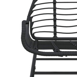 Berkfield 7 Piece Garden Dining Set Black Poly Rattan Glass - thumbnail 6