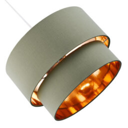 Happy Homewares Modern Olive Green Cotton Double Tier Ceiling Shade With Shiny Copper Inner - thumbnail 4