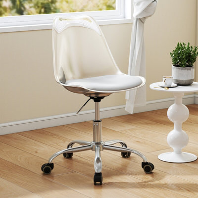 Gainoom Clear Desk Chair Acrylic Modern Home Office Chair With Swivel Seat & Soft Pu Leather Cushion - image 1