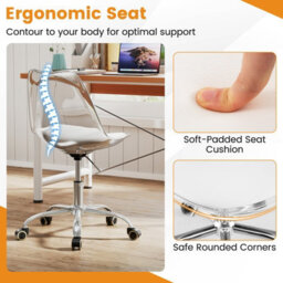 Gainoom Clear Desk Chair Acrylic Modern Home Office Chair With Swivel Seat & Soft Pu Leather Cushion - thumbnail 7