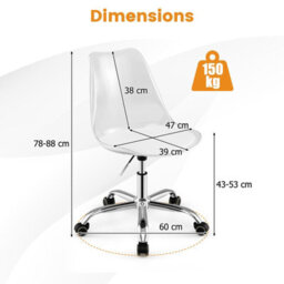 Gainoom Clear Desk Chair Acrylic Modern Home Office Chair With Swivel Seat & Soft Pu Leather Cushion - thumbnail 2