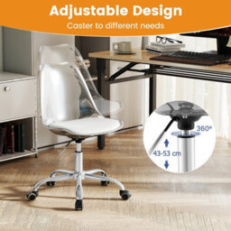 Gainoom Clear Desk Chair Acrylic Modern Home Office Chair With Swivel Seat & Soft Pu Leather Cushion - thumbnail 6
