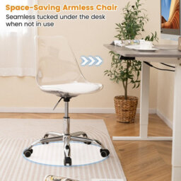 Gainoom Clear Desk Chair Acrylic Modern Home Office Chair With Swivel Seat & Soft Pu Leather Cushion - thumbnail 9
