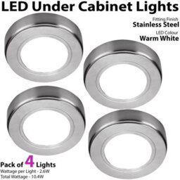 4 Pack Brushed Nickel Round Led Under Cabinet Lights With Driver - Warm White Glow - thumbnail 3