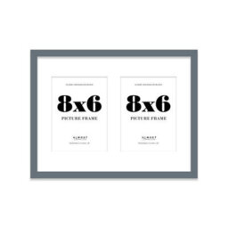 16X12 Inch 2 Opening Photo Collage Frame, Display Two 8X6 Inch Photos, Multi Aperture Family Picture Frame, Grey - thumbnail 2