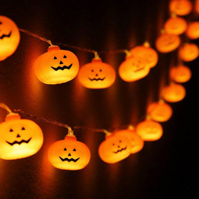 Amorly Battery Operated Pumpkin String Lights, 10 Ft 20 Led Twinkle Fairy Lights, Indoor Outdoor Porch, Party & Holiday Decorations - image 1