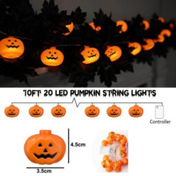 Amorly Battery Operated Pumpkin String Lights, 10 Ft 20 Led Twinkle Fairy Lights, Indoor Outdoor Porch, Party & Holiday Decorations - thumbnail 5
