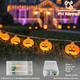 Amorly Battery Operated Pumpkin String Lights, 10 Ft 20 Led Twinkle Fairy Lights, Indoor Outdoor Porch, Party & Holiday Decorations - thumbnail 6