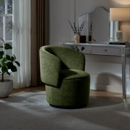 Furniturebox Liode Green Fabric Round Swivel Accent Chair - Bedroom Chair, Vanity Chair, Green Chair, Swivel Chair - thumbnail 9