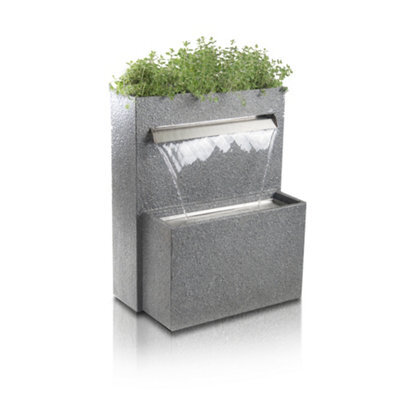 Primrose Cascata Delle Granite Touch Waterfall Planter Water Feature Fountain With Lights H89Cm - image 1
