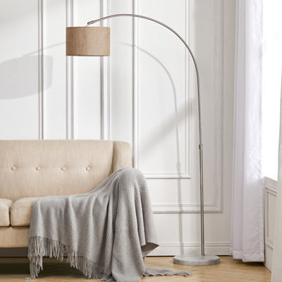 Living And Home Gold Arched Height Adjustable Floor Lamp Floor Light Marble Base With Shade 131 To 186Cm