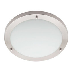 Litecraft Mari Satin Nickel 18W Large Led Flush Bathroom Ceiling Light - thumbnail 2