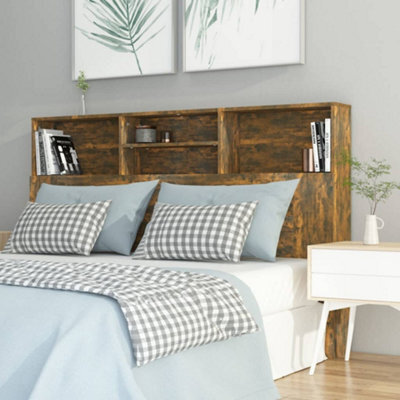 Berkfield Headboard Cabinet Smoked Oak 160X19X103.5 Cm - image 1