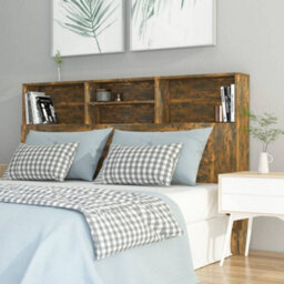 Berkfield Headboard Cabinet Smoked Oak 160X19X103.5 Cm - thumbnail 1