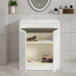Royal Bathrooms Venice 700mm Gloss White Freestanding Vanity Unit 2 Door With Carrara White Undrilled Worktop & Without Basin - thumbnail 5
