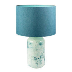 Happy Homewares Modern Teal And Duck Egg Marble Drip Snowflake Glass Lamp With Shade - thumbnail 2