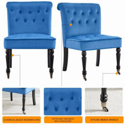 Bravich Winston Velvet Accent Chair On Wheels Royal Blue - thumbnail 6