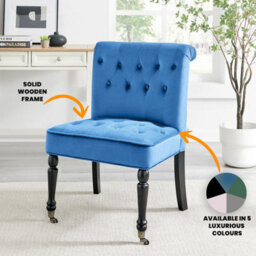 Bravich Winston Velvet Accent Chair On Wheels Royal Blue - thumbnail 5