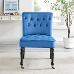 Bravich Winston Velvet Accent Chair On Wheels Royal Blue - thumbnail 2